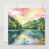 Rustige Aquarel Berg Rivier Zonsopgang  (Voorkant)