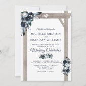 Rustige Arch Dusty Blue Floral Wedding Kaart (Voorkant)