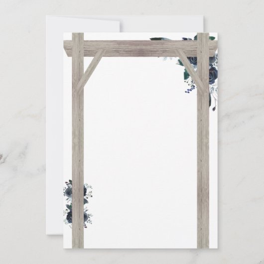 Rustige Arch Dusty Blue Floral Wedding Kaart (Achterkant)