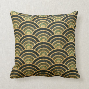 Rustige Art Deco Fish Scales Pattern Blue Kussen