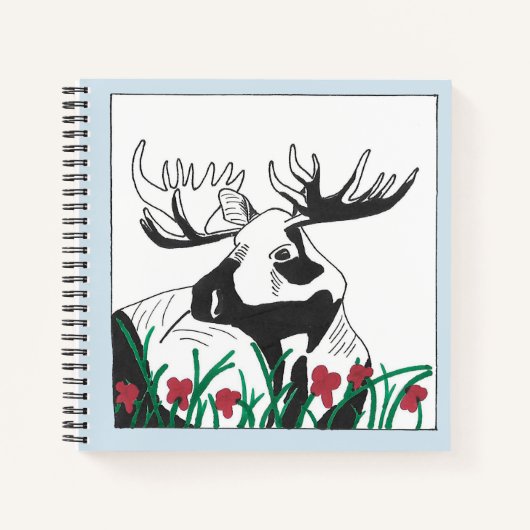 Rustige artistieke wilde bloemen Moose Notitieboek (Voorkant)