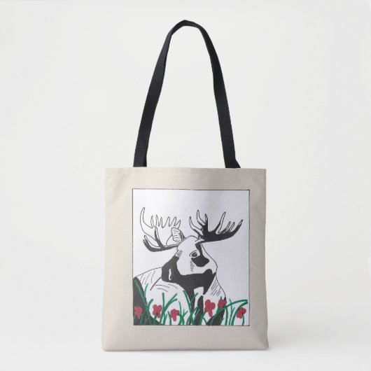 Rustige artistieke wilde bloemen Moose Tote Bag (Voorkant)