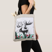 Rustige artistieke wilde bloemen Moose Tote Bag (Dichtbij)