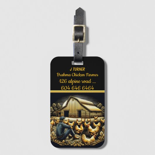 Rustige avond met Brahma kippen op het Boerderij Bagagelabel (Voorkant (verticaal))