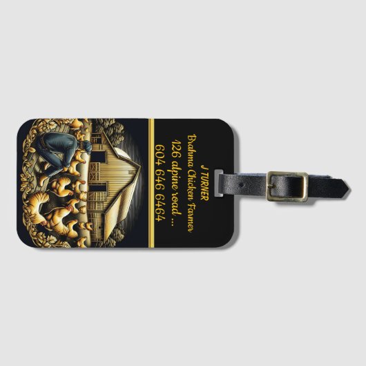 Rustige avond met Brahma kippen op het Boerderij Bagagelabel (Voorkant (horizontaal))