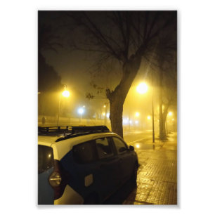 Rustige Avondval gehuld in Mist Foto Afdruk