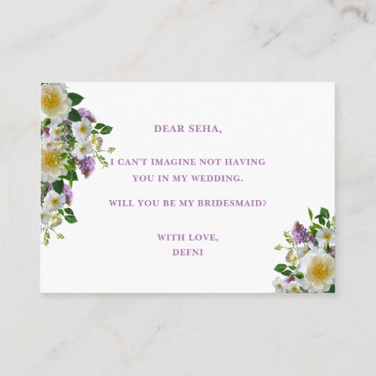 Rustige baarse florale zal je mijn bruidsmeisje zi informatiekaartje (Achterkant)