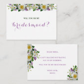 Rustige baarse florale zal je mijn bruidsmeisje zi informatiekaartje (Voorkant / Achterkant)
