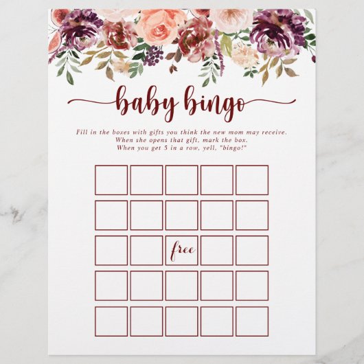 Rustige Baby Bingo Shower Game (Voorkant)