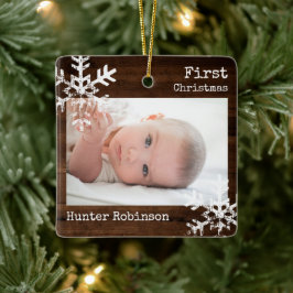 Rustige Baby Eerste Kerst Foto Keramisch Ornament