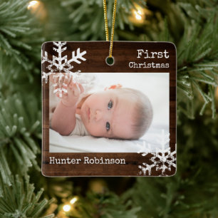 Rustige Baby Eerste Kerst Foto Keramisch Ornament