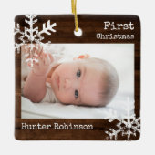 Rustige Baby Eerste Kerst Foto Keramisch Ornament (Voorkant)