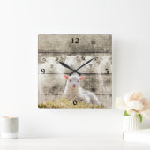Rustige Baby Lamb Burlap Square Wall klok (Huis)