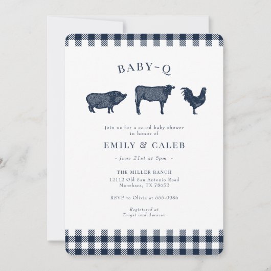 Rustige Baby Q Blue Pset Baby shower Invitation Kaart (Voorkant)