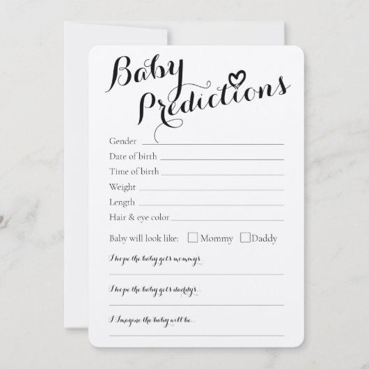 Rustige Baby shower Advice & Predictions Flat Card (Achterkant)