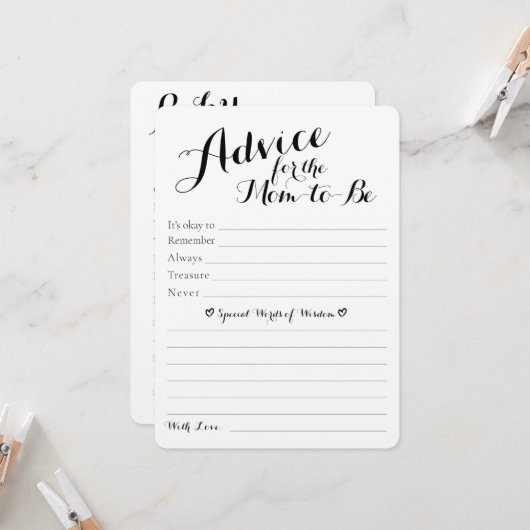 Rustige Baby shower Advice & Predictions Flat Card (Voorkant / Achterkant in situ)