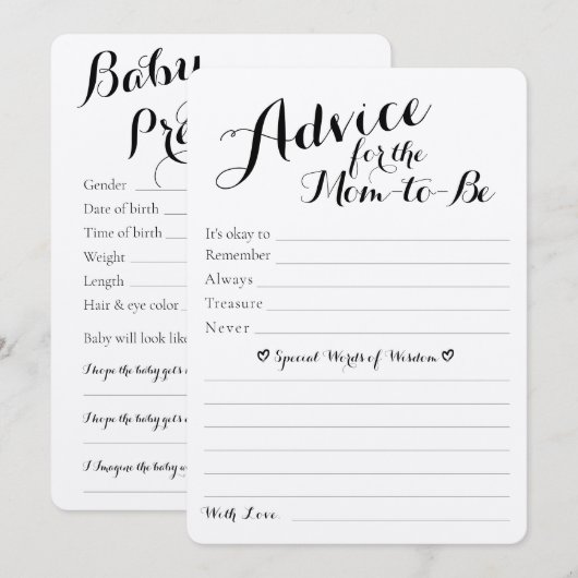 Rustige Baby shower Advice & Predictions Flat Card (Voorkant / Achterkant)