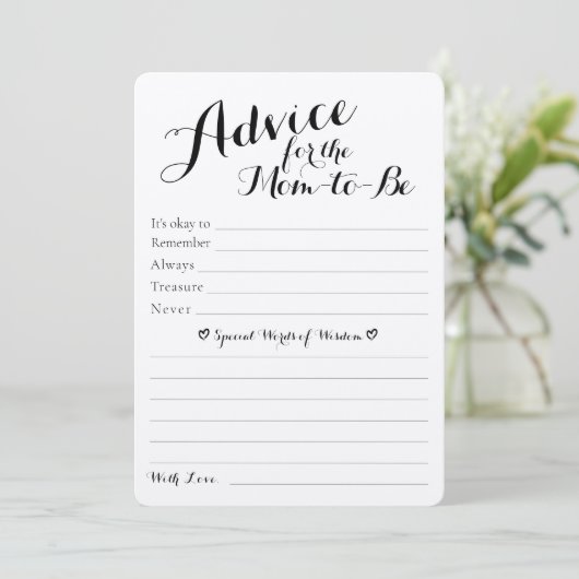 Rustige Baby shower Advice & Predictions Flat Card (Staand voorkant)