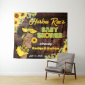 Rustige Baby shower "Baby Girl", gele zonnebloem Wandkleed (In Situ (horizontaal))