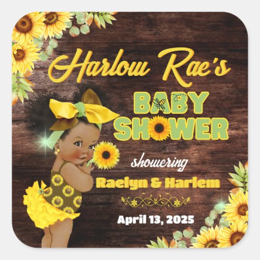 Rustige Baby shower Baby Vierkante Sticker (Voorkant)