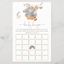 Rustige Baby shower Bingo Game Flyer