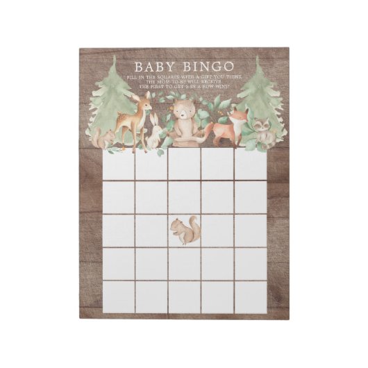 Rustige Baby shower Bingo Game Notitieblok (Linkerzijde)