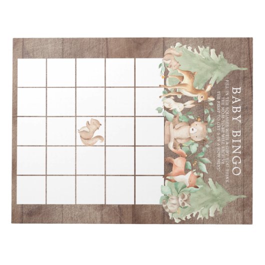 Rustige Baby shower Bingo Game Notitieblok (Voorkant)