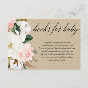 Rustige baby shower florale blush informatiekaartje