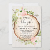 Rustige baby shower florele meid kaart (Voorkant)