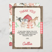 Rustige Baby shower Kaart landbouwhuisdieren (Voorkant / Achterkant)