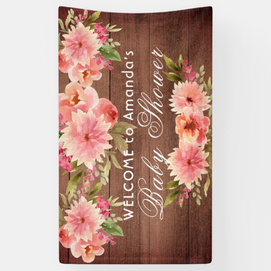 Rustige baby shower koraalappelmolen bruin spandoek (Verticaal)