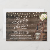 Rustige Baby shower met wijnloop en houten ladder Kaart (Voorkant)