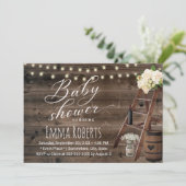 Rustige Baby shower met wijnloop en houten ladder Kaart (Staand voorkant)