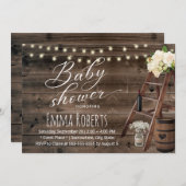 Rustige Baby shower met wijnloop en houten ladder Kaart (Voorkant / Achterkant)