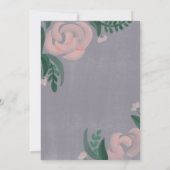 Rustige Baby shower Pink Rose Floral Grey Kaart (Achterkant)