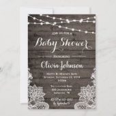 Rustige Baby shower Uitnodiging met houten achterg (Voorkant)