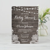 Rustige Baby shower Uitnodiging met houten achterg (Staand voorkant)