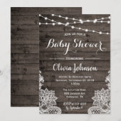 Rustige Baby shower Uitnodiging met houten achterg (Voorkant / Achterkant)
