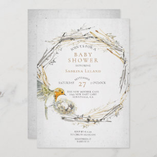 Rustige Baby shower van de Waterverf van vogels en Kaart