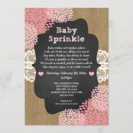 Rustige baby sprinkle nodigt roze dahlias uit kaart