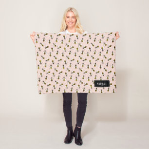 Rustige babybijenbak met aangepaste naam fleece deken
