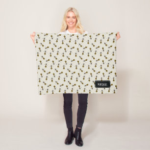 Rustige babybijenmandje met aangepaste naam fleece deken