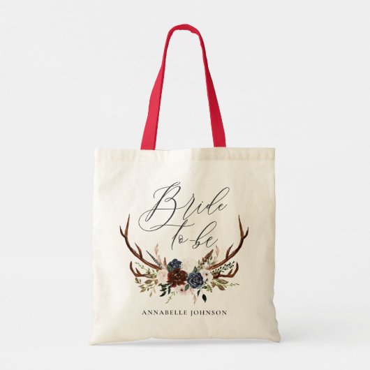 rustige bachelorette bride om florale antaarns te  tote bag (Achterkant)