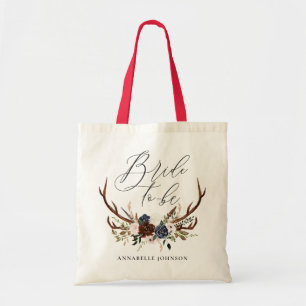rustige bachelorette bride om florale antaarns te tote bag