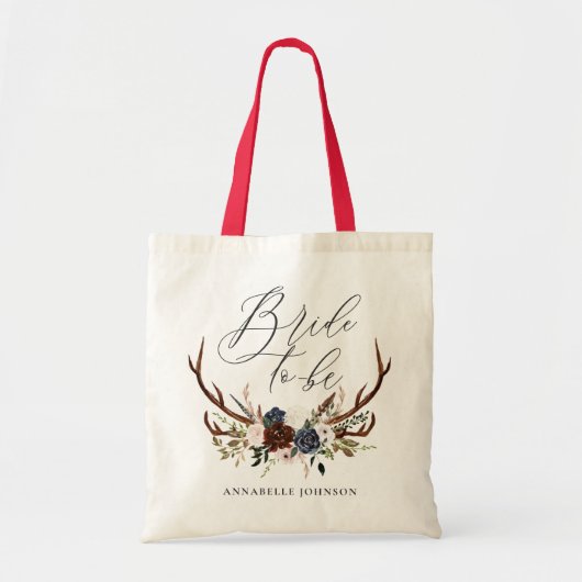 rustige bachelorette bride om florale antaarns te  tote bag (Voorkant)