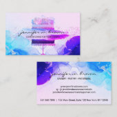 Rustige bakkerij Cake Elegant Blauw roze Visitekaartje (Voorkant / Achterkant)
