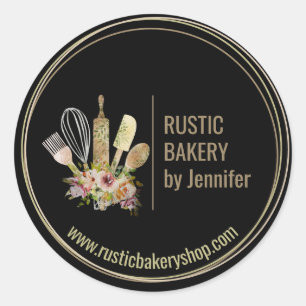 Rustige Bakkerij Chef-cirkel omgeven met schattige Ronde Sticker