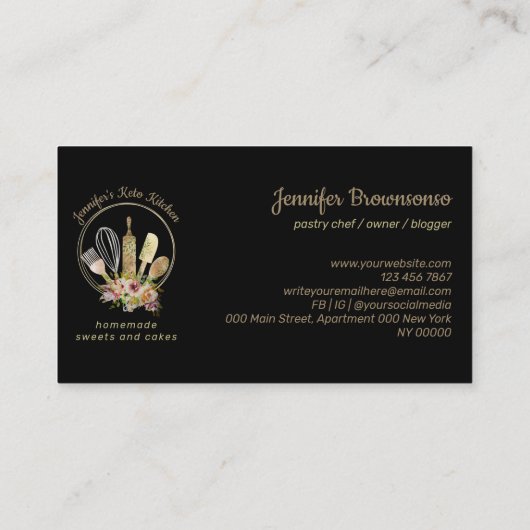 Rustige bakkerij Chef Home maakte eten Visitekaartje (Achterkant)