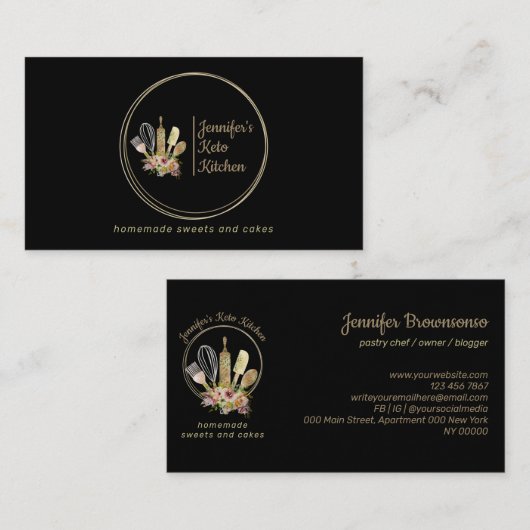 Rustige bakkerij Chef Home maakte eten Visitekaartje (Voorkant / Achterkant)