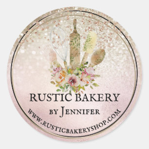 Rustige bakkerij elegant schattig goud ronde sticker